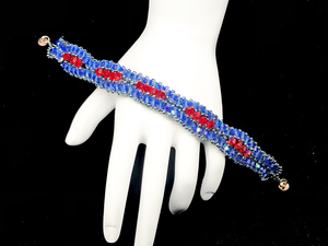 Bracelet Swarovski Bicone Sapphire AB and Light Siam