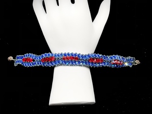 Bracelet Swarovski Bicone Sapphire AB and Light Siam
