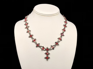 Necklace With Swarovski Light Siam and Bugle