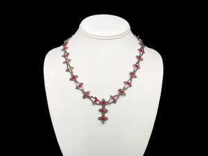 Necklace With Swarovski Light Siam and Bugle