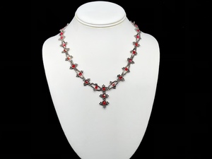 Necklace With Swarovski Light Siam and Bugle