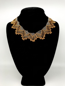 Necklace With Bugle Bronze Color